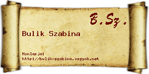 Bulik Szabina névjegykártya